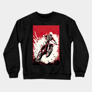 Dirt Bike With Red and Black Paint Splash Design Crewneck Sweatshirt